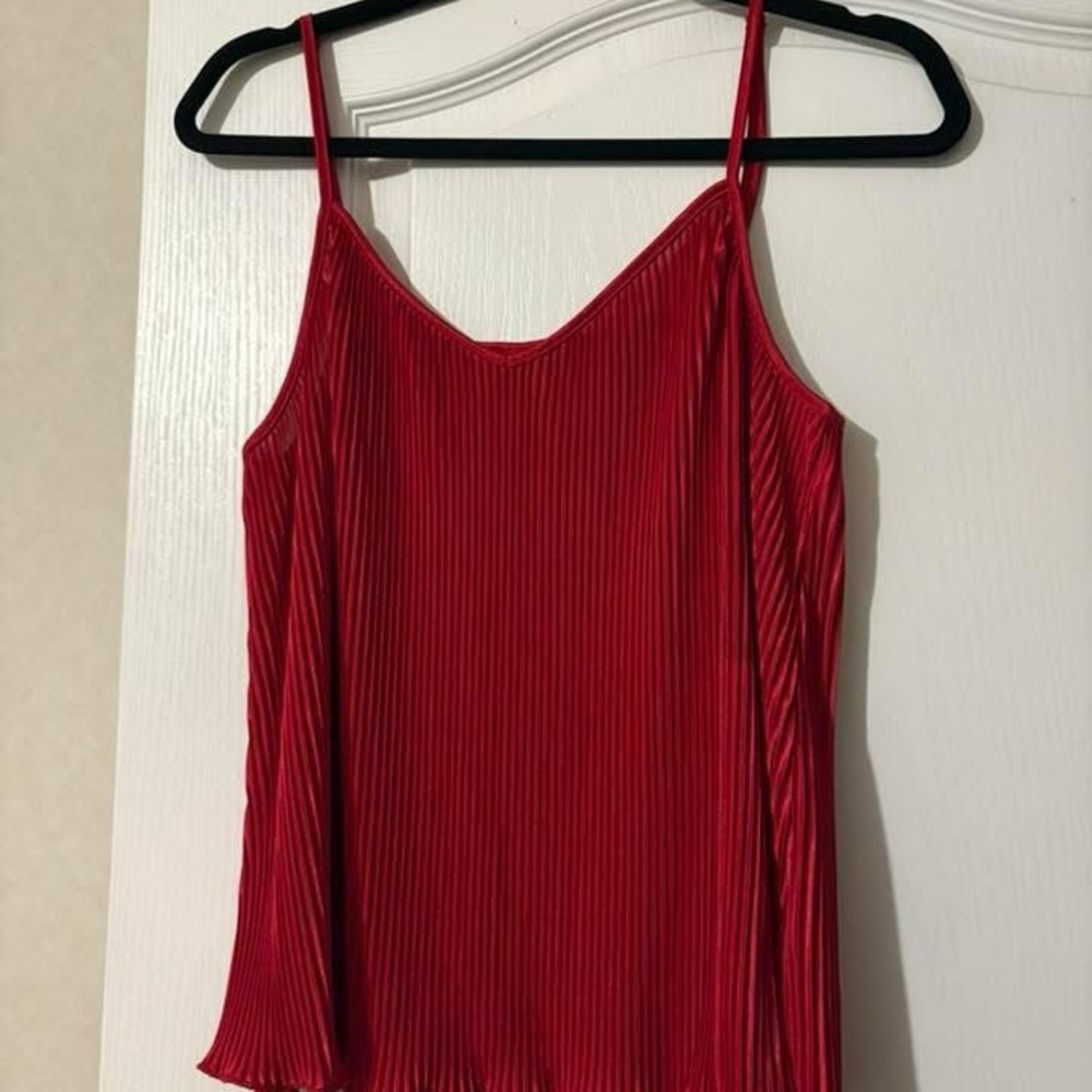 Red Pleated Women's Top